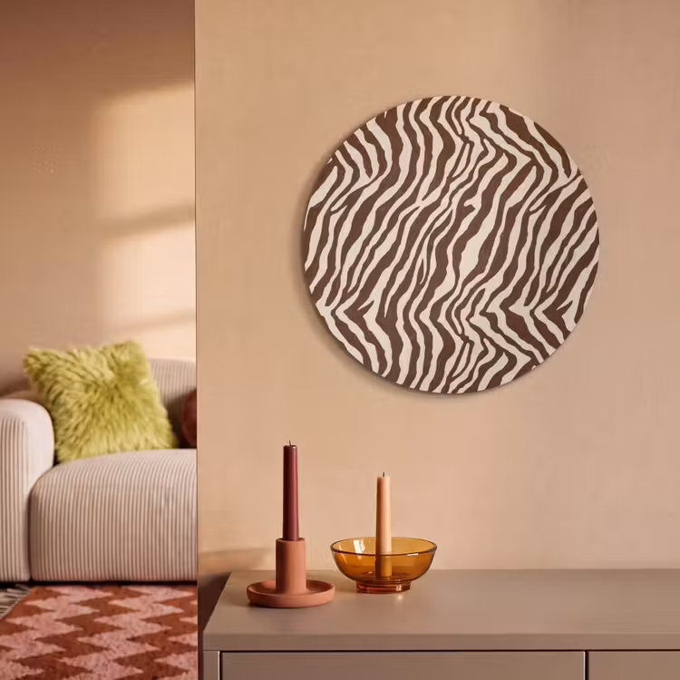 Akoestisch schilderij rond - Zebra - Patroon - Zwart - Wit — 3