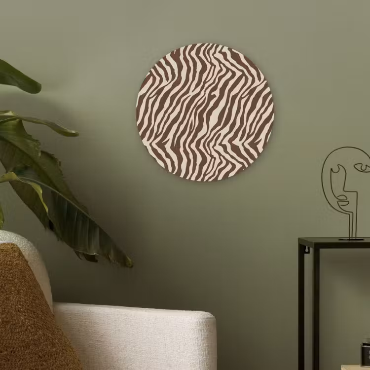 Akoestisch schilderij rond - Zebra - Patroon - Zwart - Wit — 4