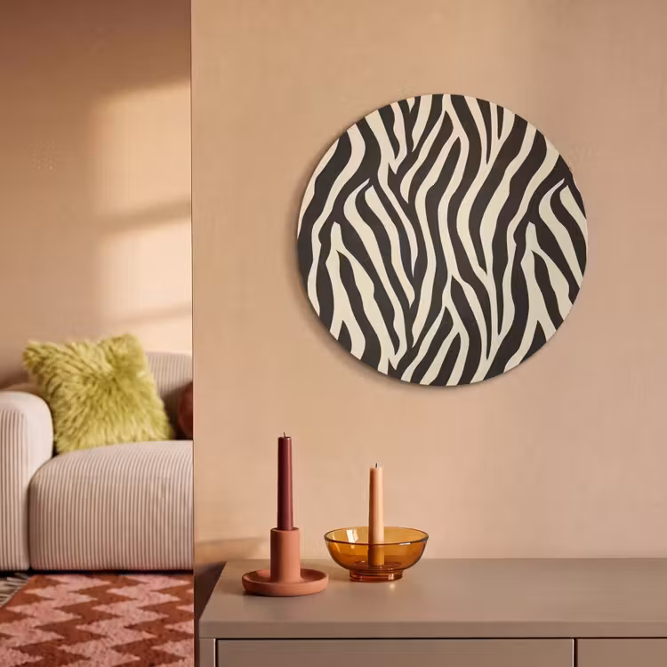 Akoestisch schilderij rond - Zebra - Print - Klassiek - Zwart — 3