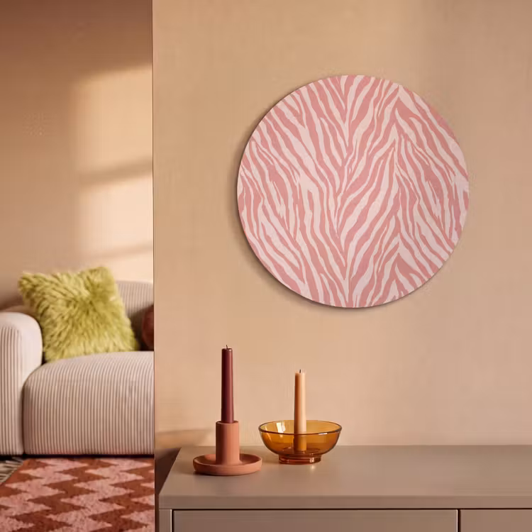 Akoestisch schilderij rond - Zebra - Print - Roze — 3