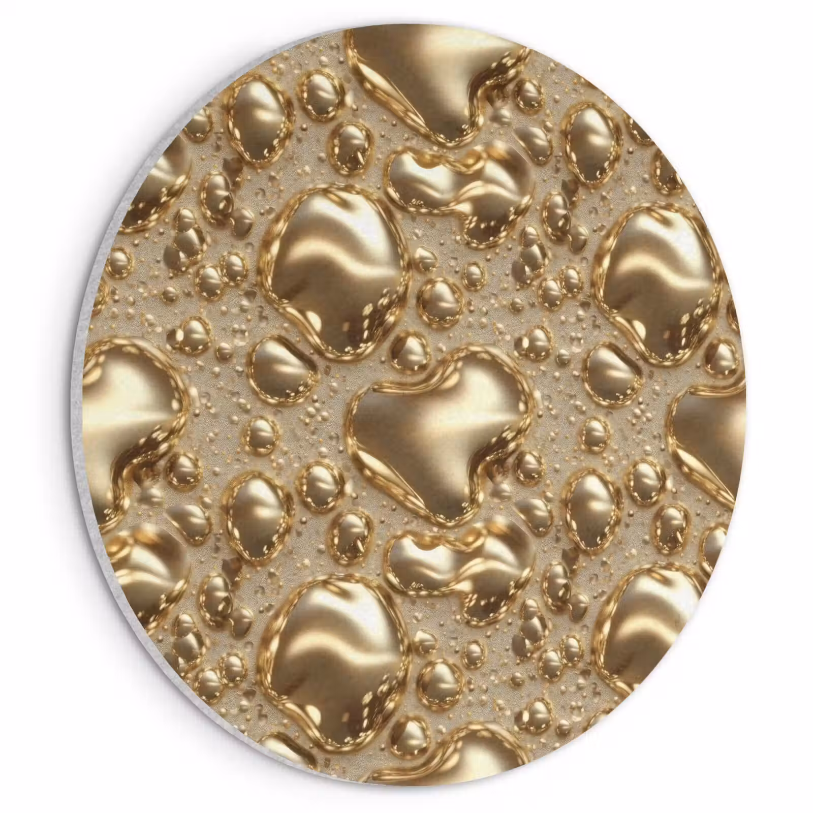 Akoestisch schilderij rond - Druppels - Organisch - Goud — 1