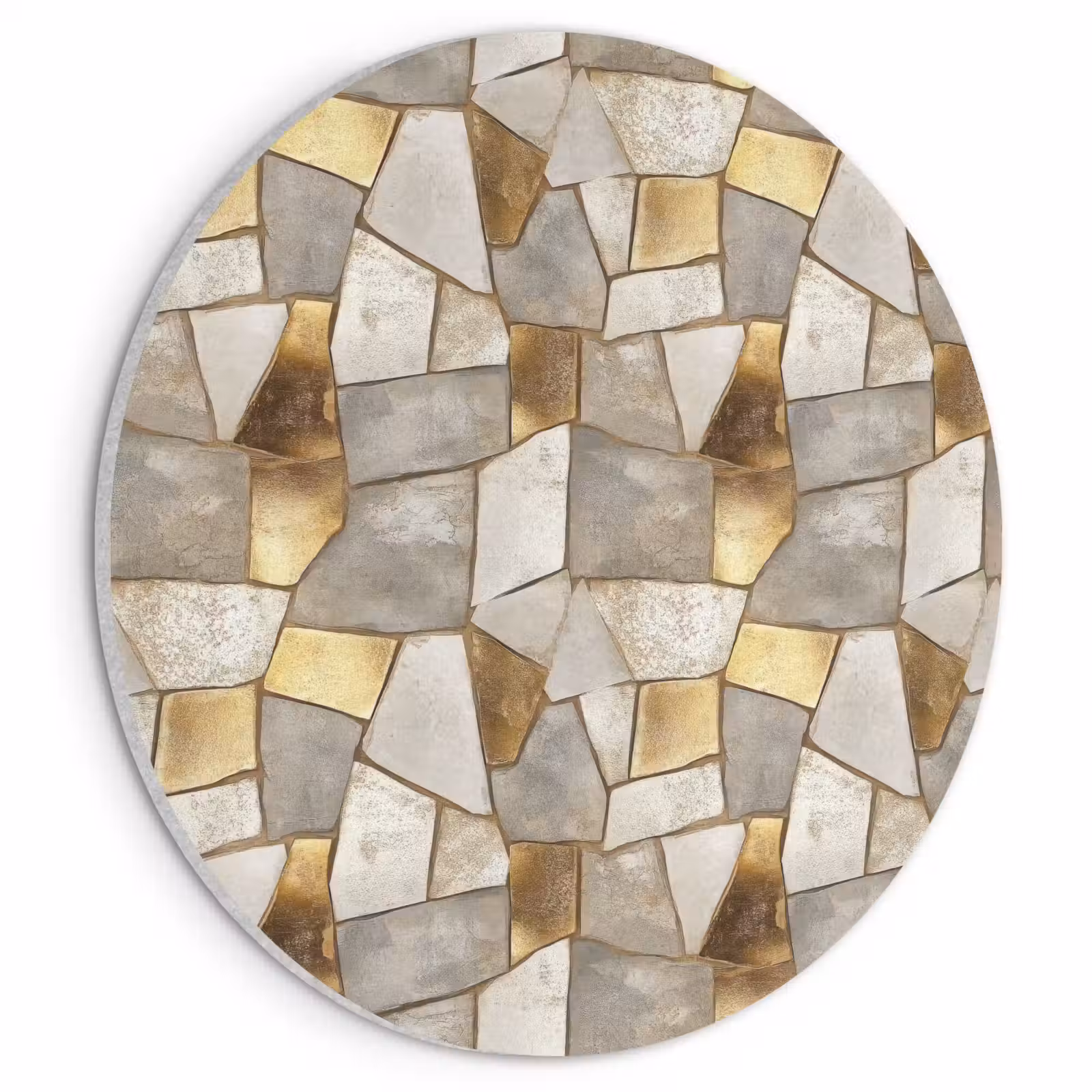 Akoestisch schilderij rond - Mozaïek - Marmer - Goud — 1
