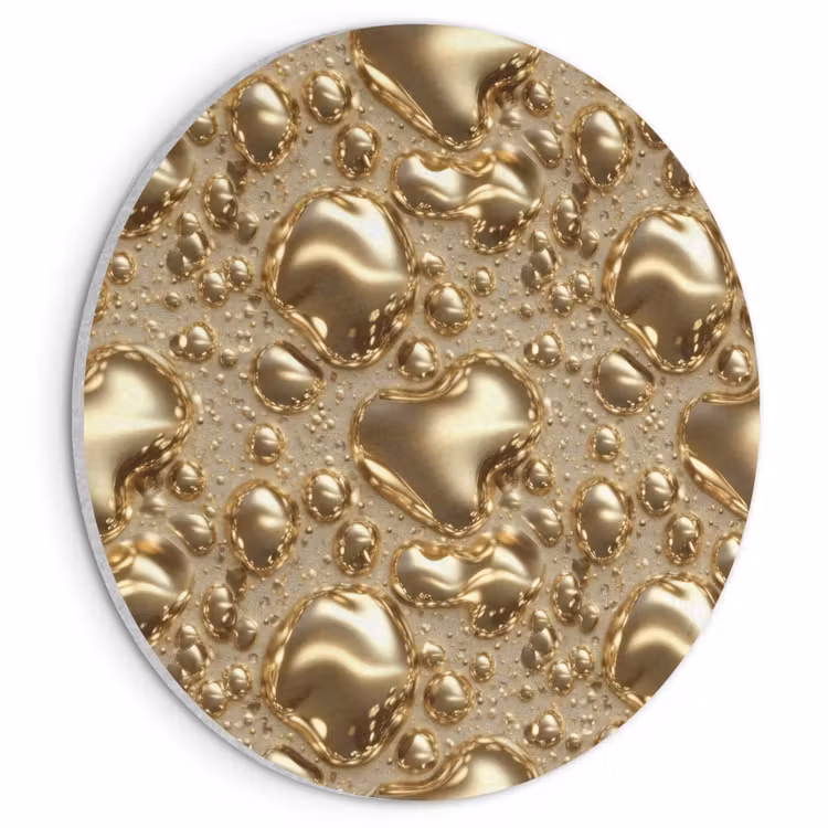 Akoestisch schilderij rond - Druppels - Organisch - Goud — 1
