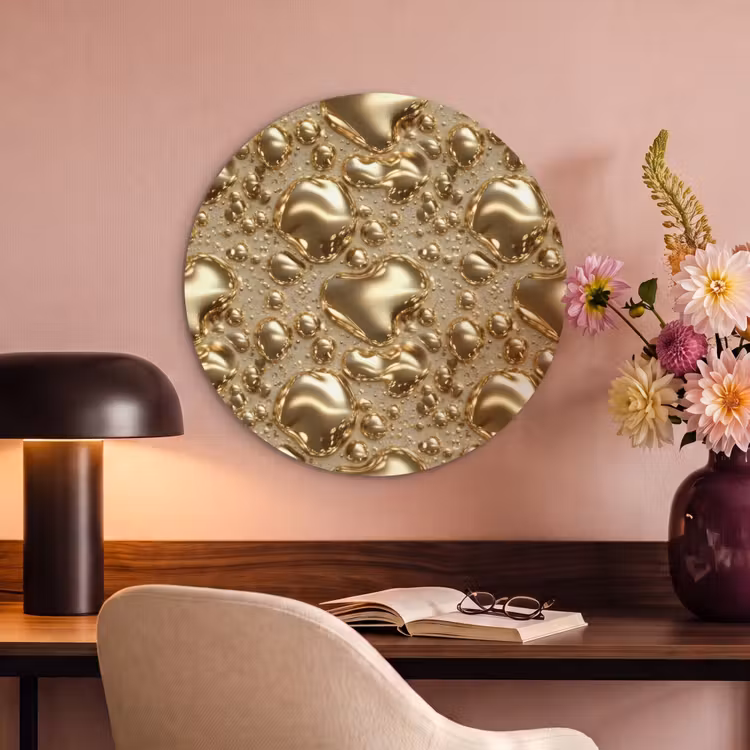 Akoestisch schilderij rond - Druppels - Organisch - Goud — 2