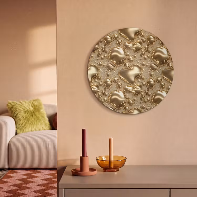 Akoestisch schilderij rond - Druppels - Organisch - Goud — 3