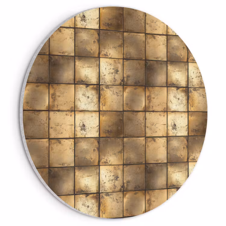 Akoestisch schilderij rond - Geometrisch - Tegels - Goud — 1