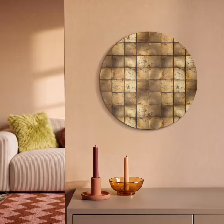 Akoestisch schilderij rond - Geometrisch - Tegels - Goud — 3
