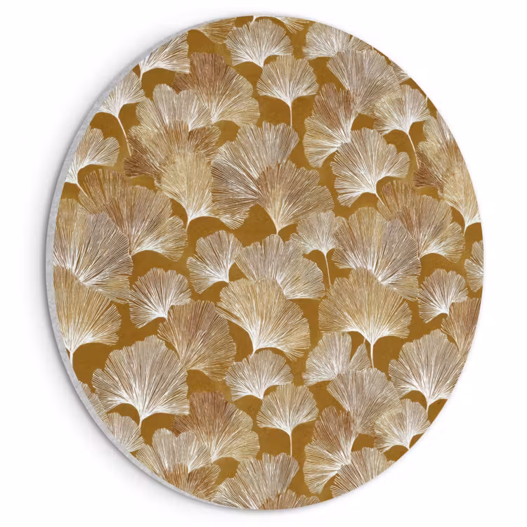 Akoestisch schilderij rond - Ginkgo - Bladeren - Goud — 1