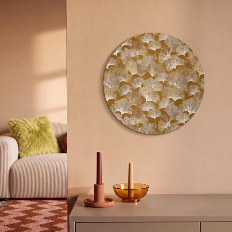 Akoestisch schilderij rond - Ginkgo - Bladeren - Goud — 3