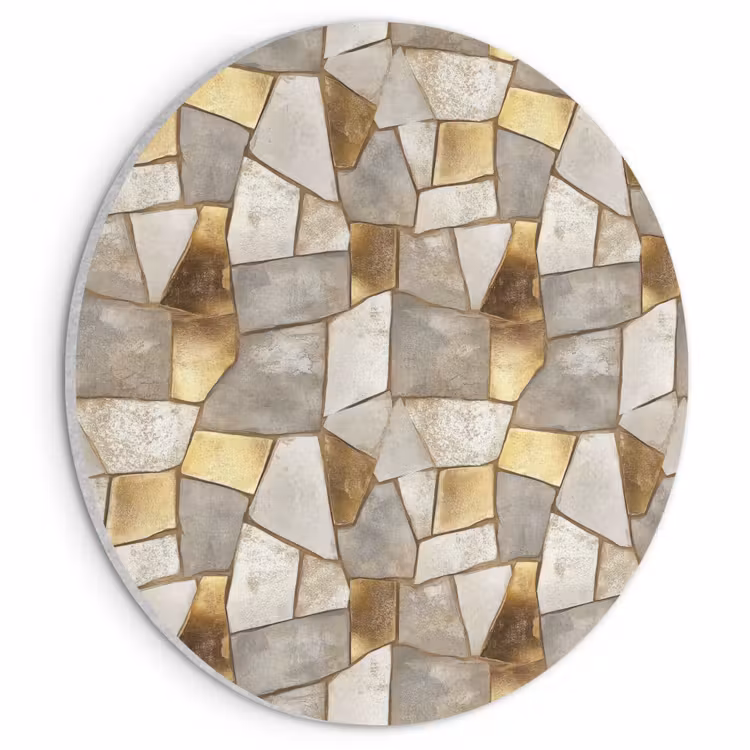 Akoestisch schilderij rond - Mozaïek - Marmer - Goud — 1