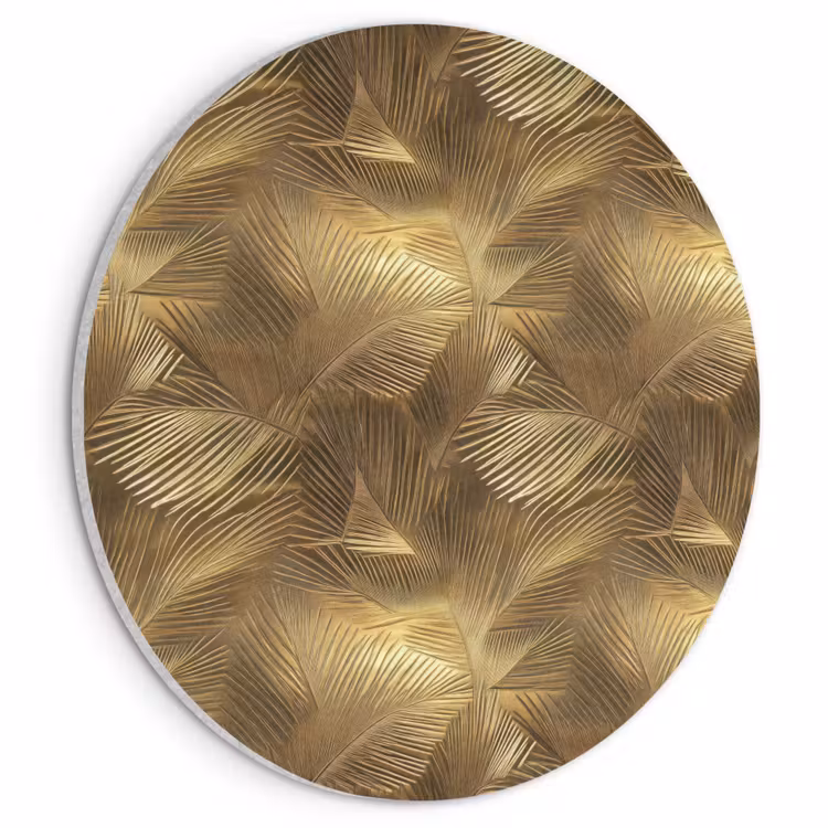 Akoestisch schilderij rond - Palm - Waaier - Goud — 1