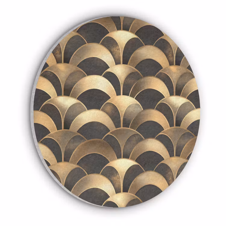 Akoestisch schilderij rond - Schubben - Structuur - Goud — 1