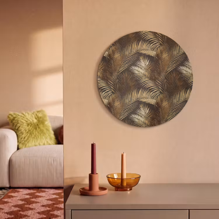 Akoestisch schilderij rond - Tropisch - Bladeren - Goud — 3
