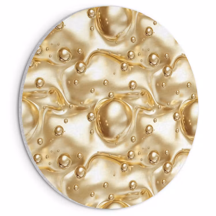 Akoestisch schilderij rond - Vloeibaar - Druppels - Goud — 1