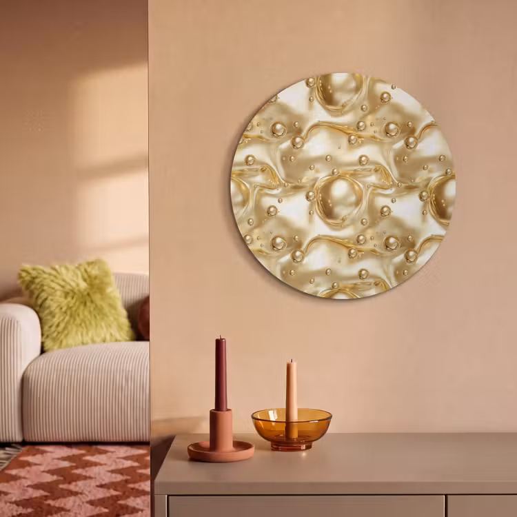 Akoestisch schilderij rond - Vloeibaar - Druppels - Goud — 3