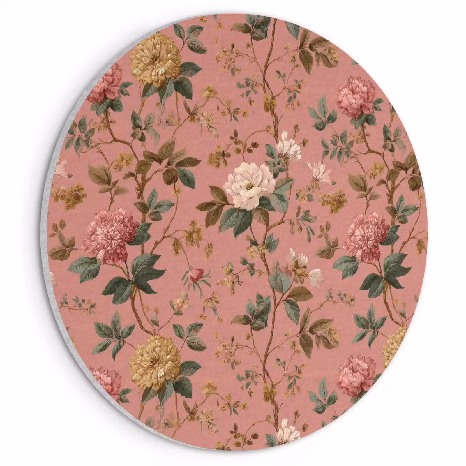 Akoestisch schilderij rond - Klassiek - Botanisch - Roze — 1