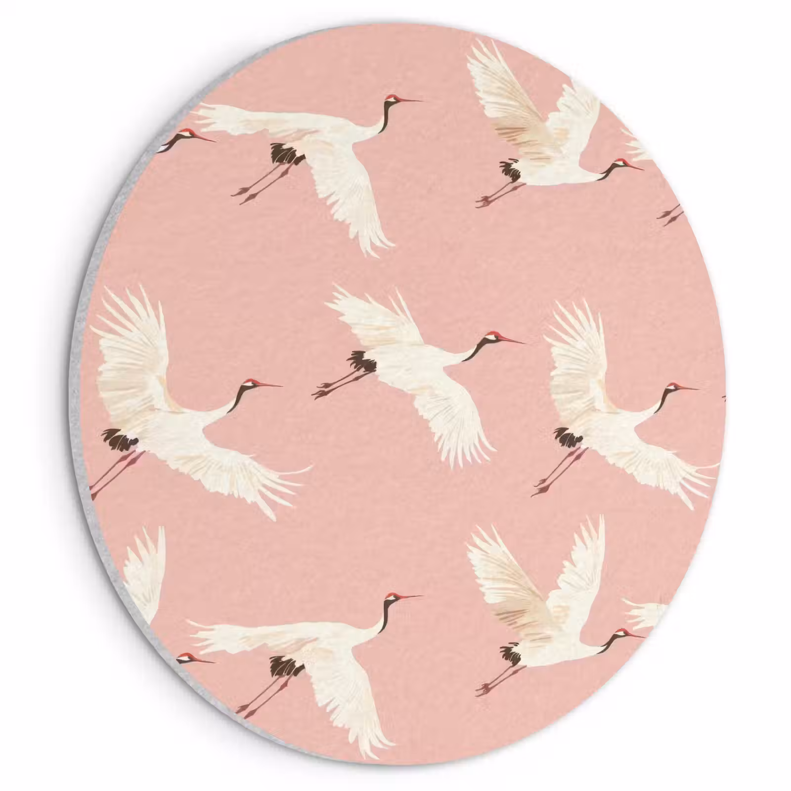 Akoestisch schilderij rond - Modern - Kraanvogels - Roze — 1