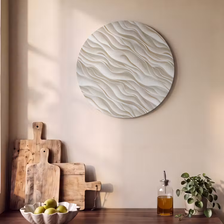 Akoestisch schilderij rond - Golven - Wit - Minimalistisch — 4