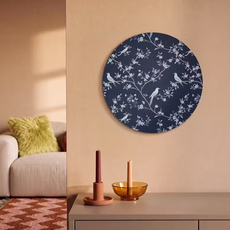 Akoestisch schilderij rond - Grafisch - Bloesemtak - Blauw — 3