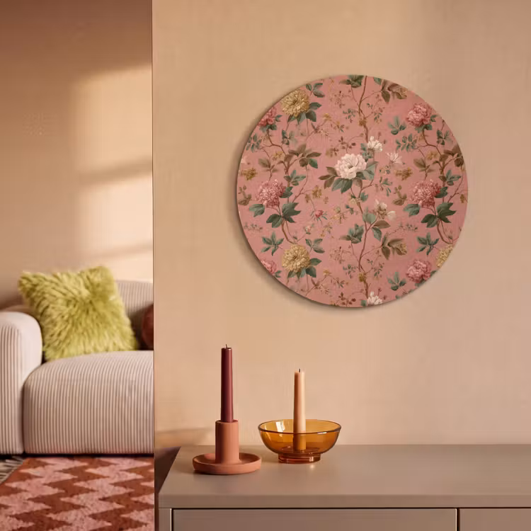 Akoestisch schilderij rond - Klassiek - Botanisch - Roze — 3