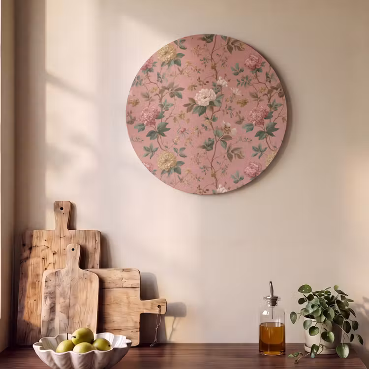 Akoestisch schilderij rond - Klassiek - Botanisch - Roze — 4