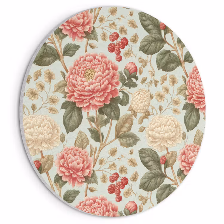 Akoestisch schilderij rond - Klassiek - Botanisch - Veelkleurig — 1