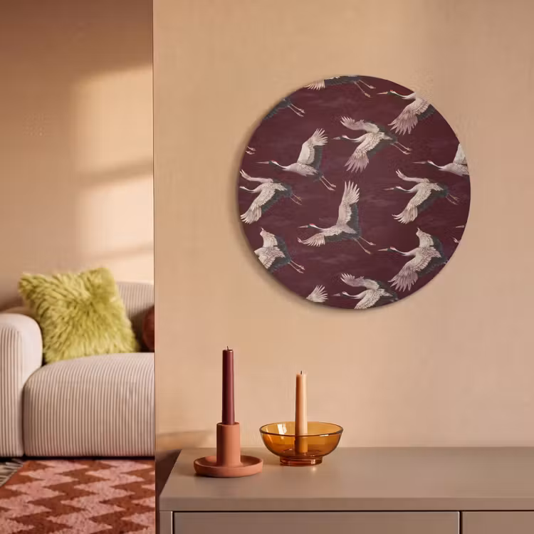 Akoestisch schilderij rond - Kraanvogels - Klassiek - Bordeaux — 3