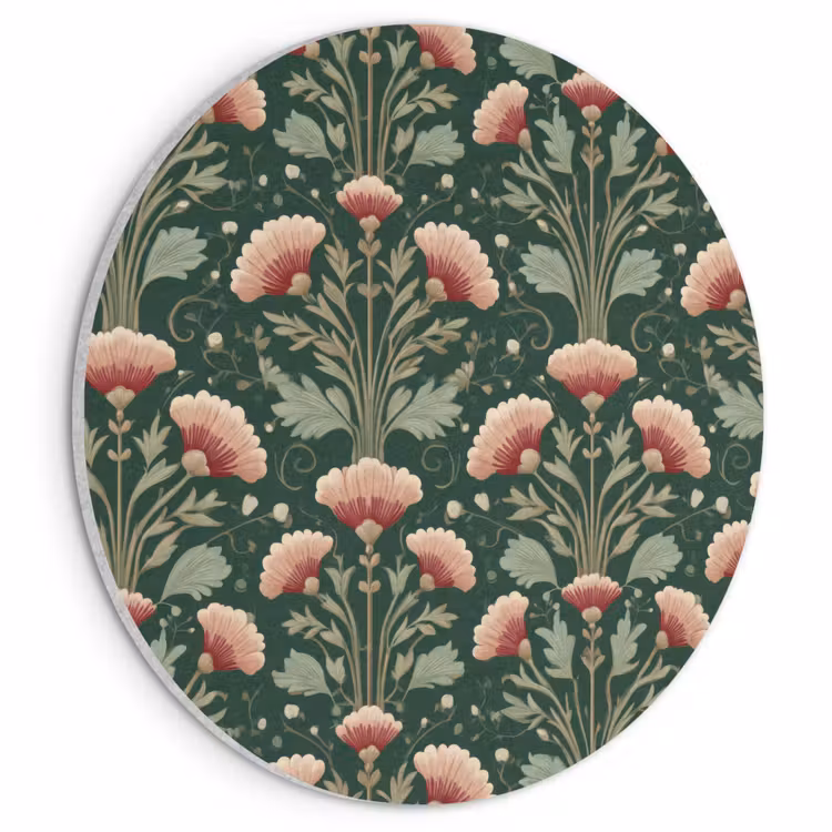 Akoestisch schilderij rond - Patroon - Botanisch - Kleurrijk — 1