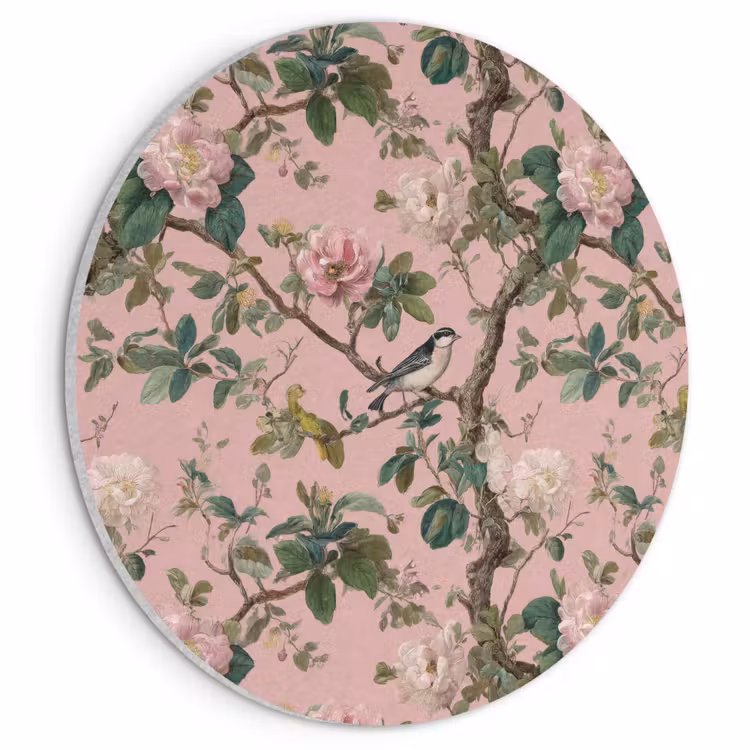 Akoestisch schilderij rond - Pioenrozen - Botanisch - Vogel — 1