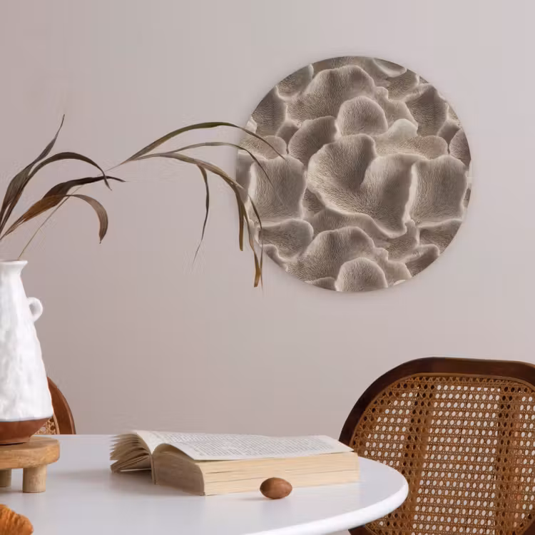 Akoestisch schilderij rond - Waaiervorm - Beige - Vezel textuur — 2