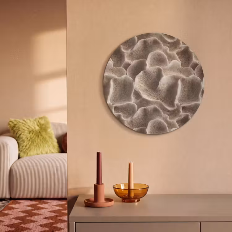 Akoestisch schilderij rond - Waaiervorm - Beige - Vezel textuur — 3