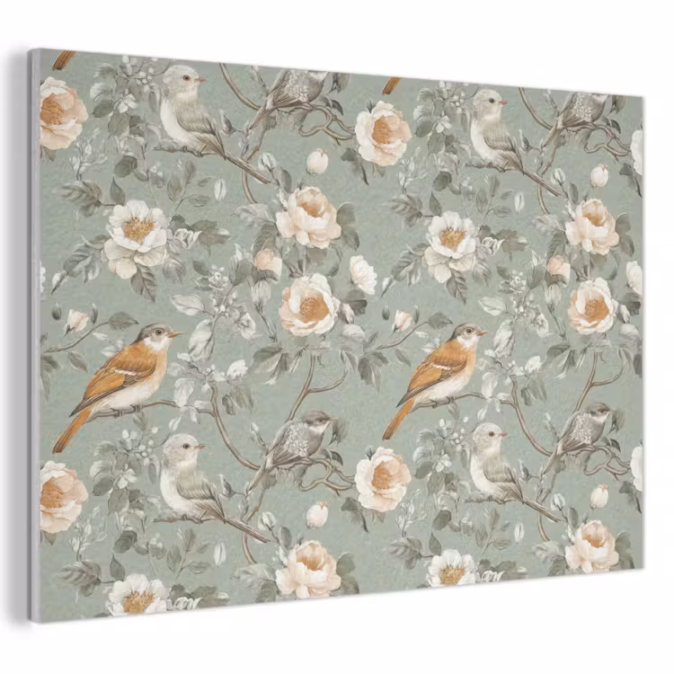 Akoestisch schilderij - Roze - Vogels - Kleurrijk — 1