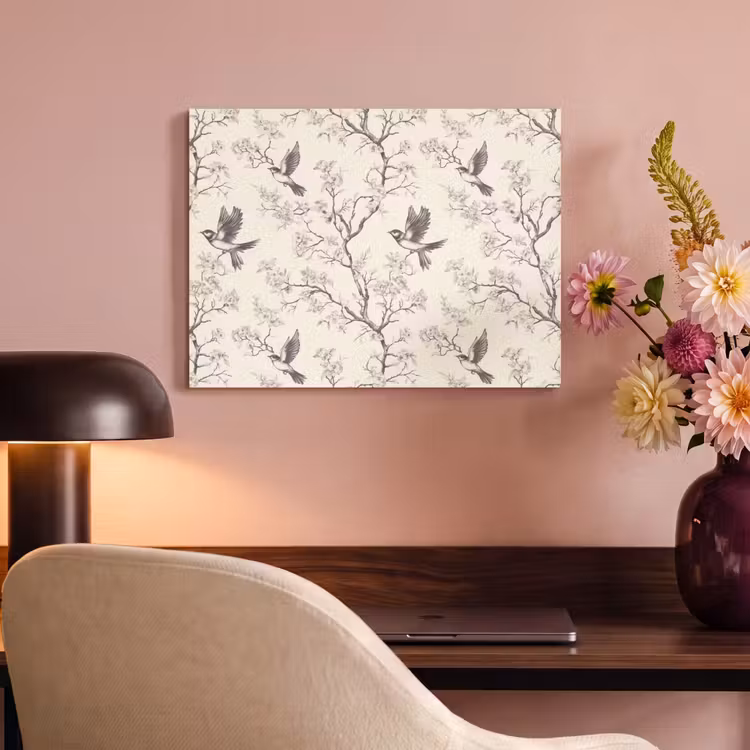 Akoestisch schilderij - Takken - Vogels - Beige — 4