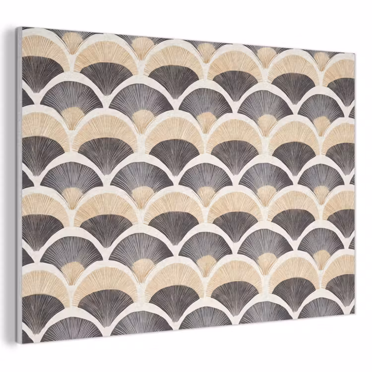 Akoestisch schilderij - Waaier - Patroon - Zwart - Beige — 1