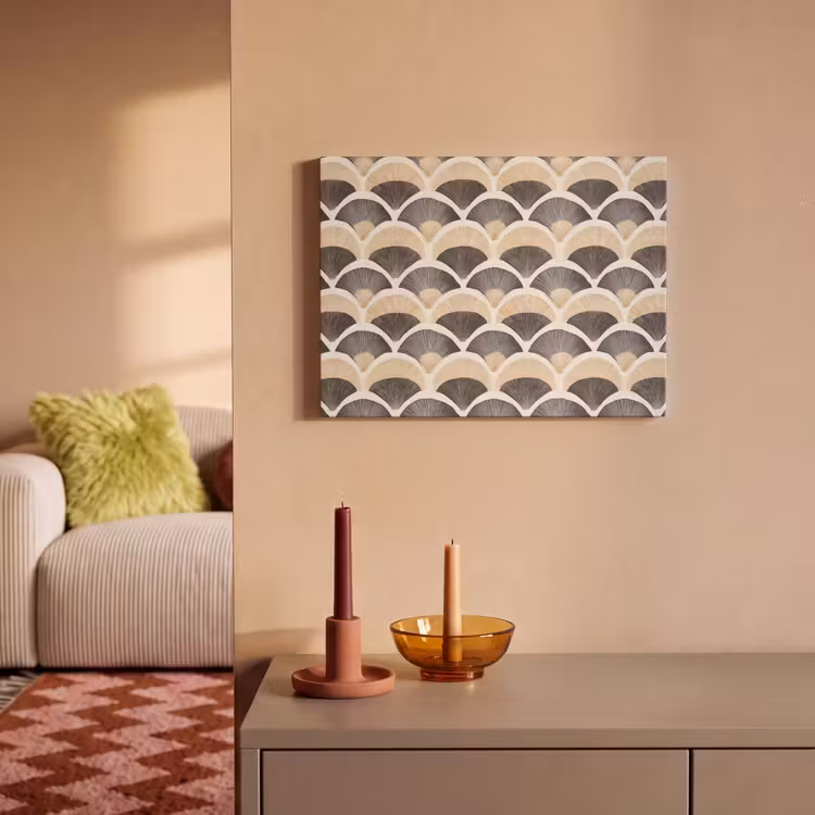Akoestisch schilderij - Waaier - Patroon - Zwart - Beige — 2