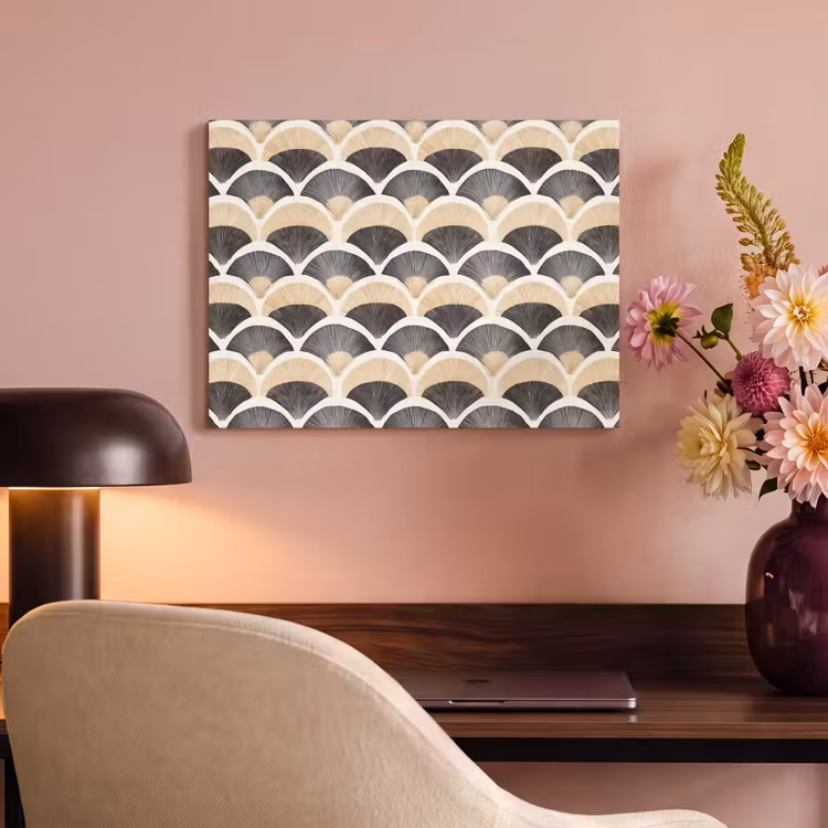 Akoestisch schilderij - Waaier - Patroon - Zwart - Beige — 4