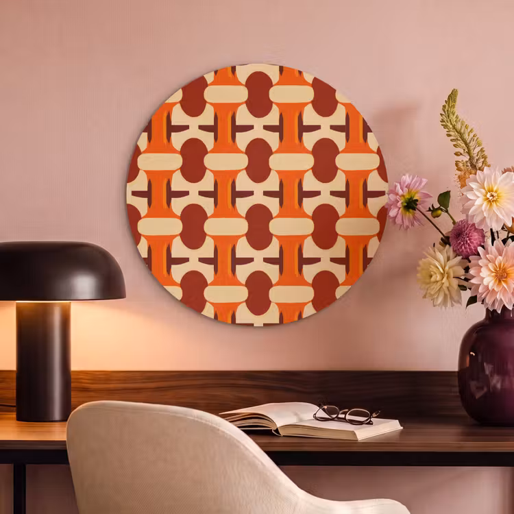 Akoestisch schilderij rond - Geometrisch - Retro - Oranje — 2