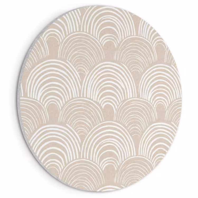 Akoestisch schilderij rond - Golven - Structuur - Beige — 1