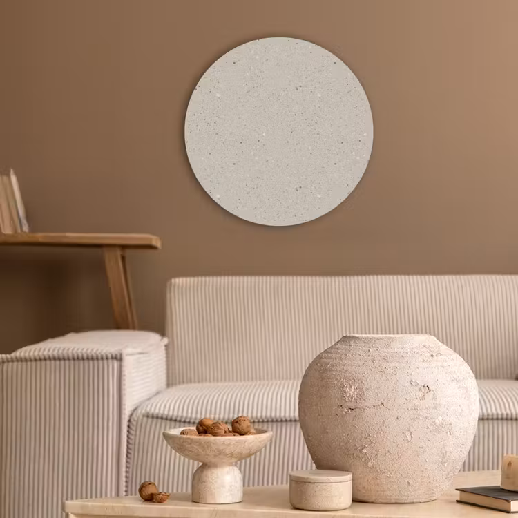 Akoestisch schilderij rond - Lichtbeige - Terrazzo - Grijs — 3