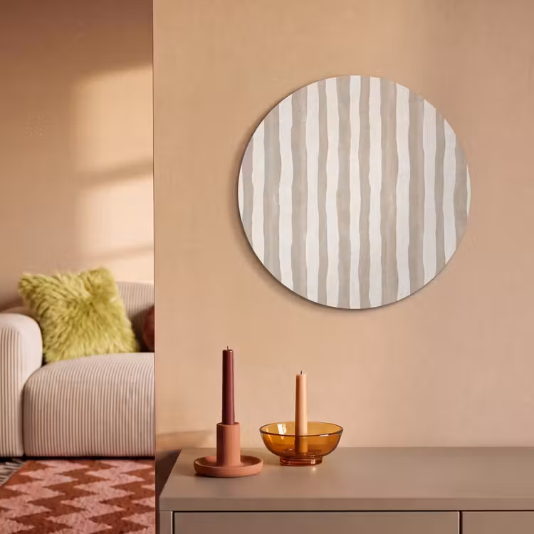 Akoestisch schilderij rond - Minimalistisch - Strepen - Beige — 3