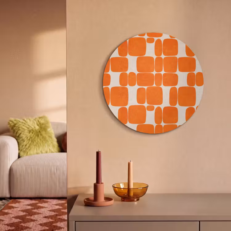 Akoestisch schilderij rond - Patroon - Retro - Oranje — 3