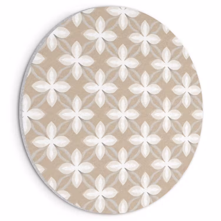 Akoestisch schilderij rond - Patroon - Symmetrisch - Beige — 1