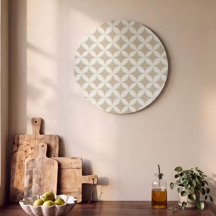 Akoestisch schilderij rond - Symmetrisch - Motief - Beige — 4