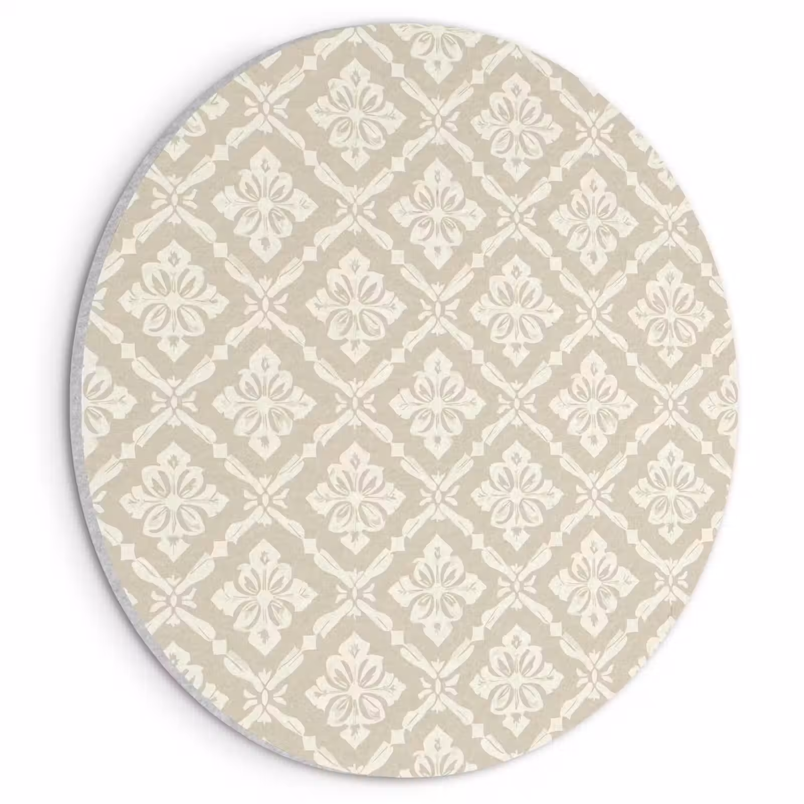 Akoestisch schilderij rond - Floraal - Ornament - Beige — 1