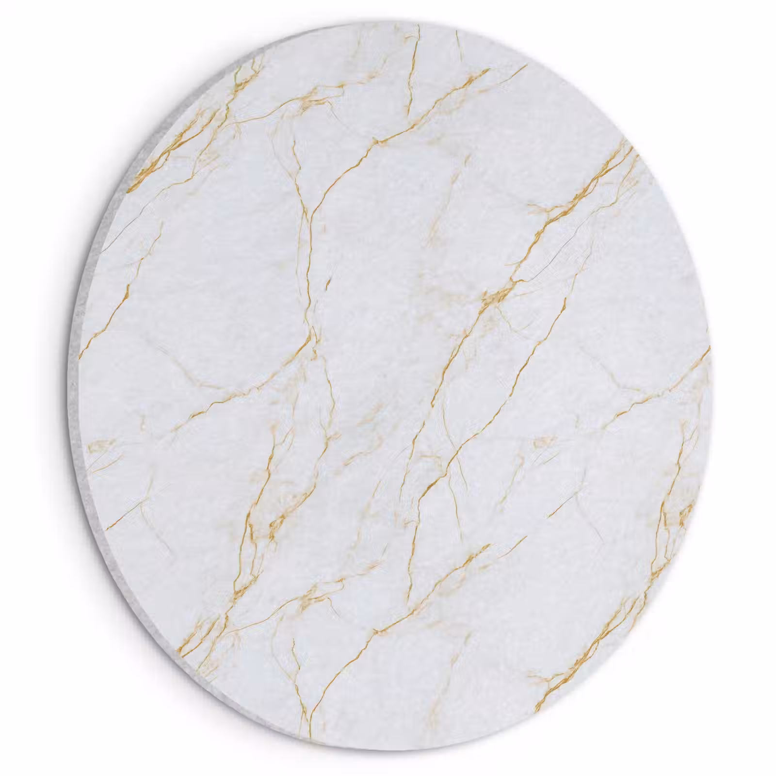 Akoestisch schilderij rond - Wit - Marmer - Goud - Luxueus — 1