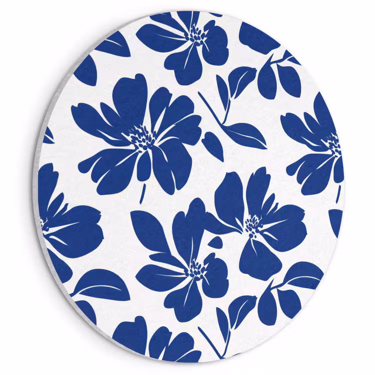 Akoestisch schilderij rond - Floraal - Modern - Blauw — 1