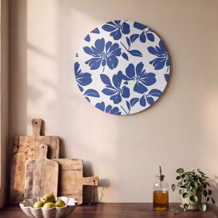 Akoestisch schilderij rond - Floraal - Modern - Blauw — 4