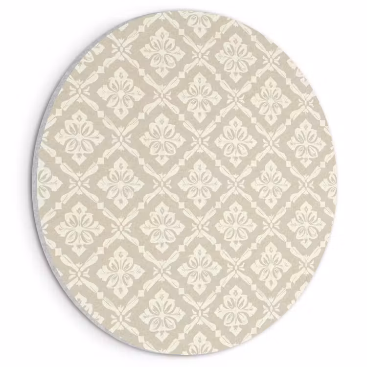Akoestisch schilderij rond - Floraal - Ornament - Beige — 1