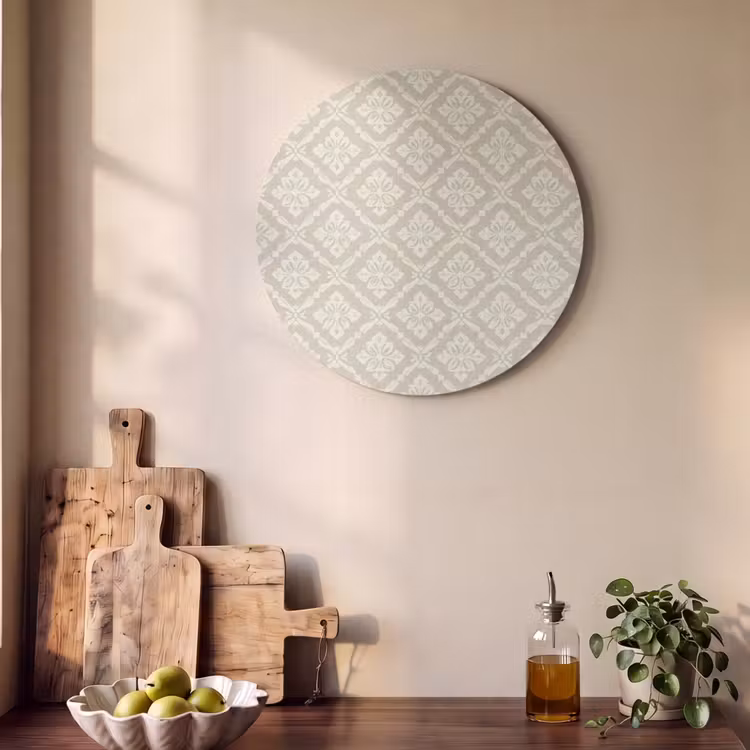 Akoestisch schilderij rond - Floraal - Ornament - Beige — 4