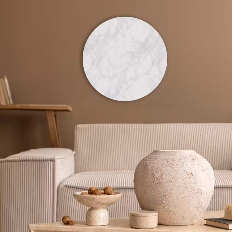 Akoestisch schilderij rond - Minimalistisch - Wit - Grijze aders — 3